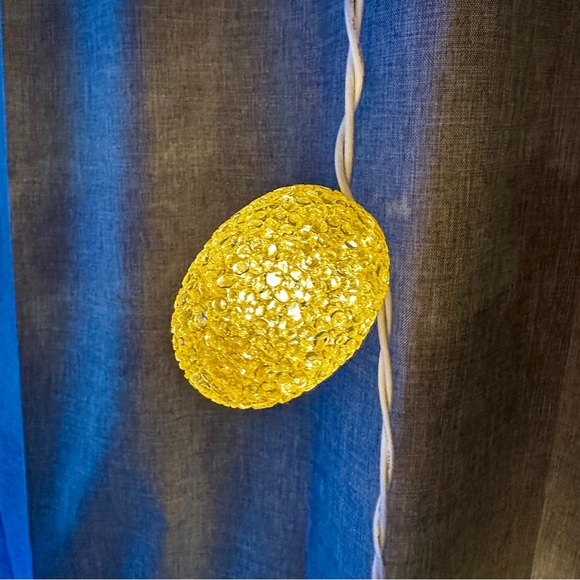 Crystal Pastel Easter Egg String Lights Melted Popcorn Plastic Set Of 10 Vintage - Picture 7 of 9